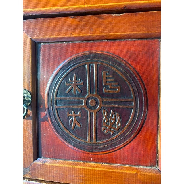 Vintage Asian Brown Storage Cabinet For Sale - Image 11 of 16