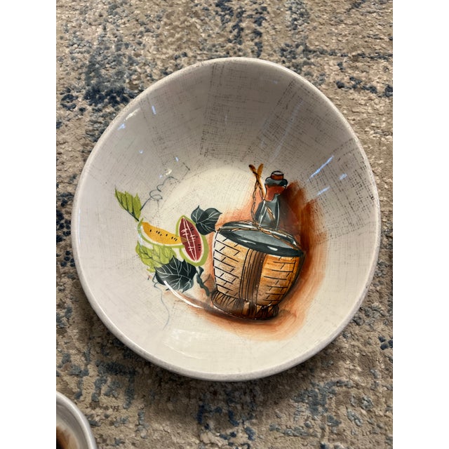 Porcelain Skillet, Dipping Dish, Vintage Appetizer Set With Wooden Handles- Set of 6 For Sale - Image 9 of 9