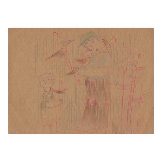 1930s Helen Malta Philadelphia Zoo Drawing For Sale