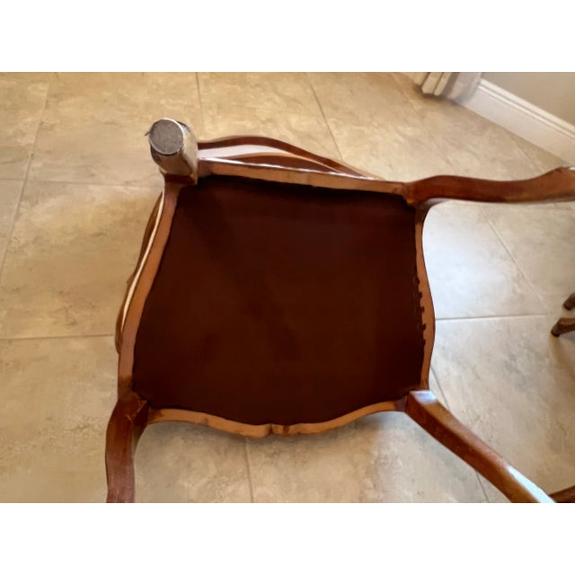 Wood Vintage French Fauteuil Open Arm Chairs - Set of 4 For Sale - Image 7 of 7