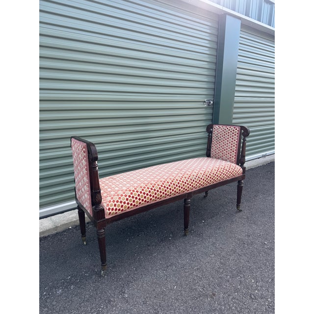 Late 19th Century Antique French Window Bench in Designer Velvet Fabric For Sale - Image 5 of 5