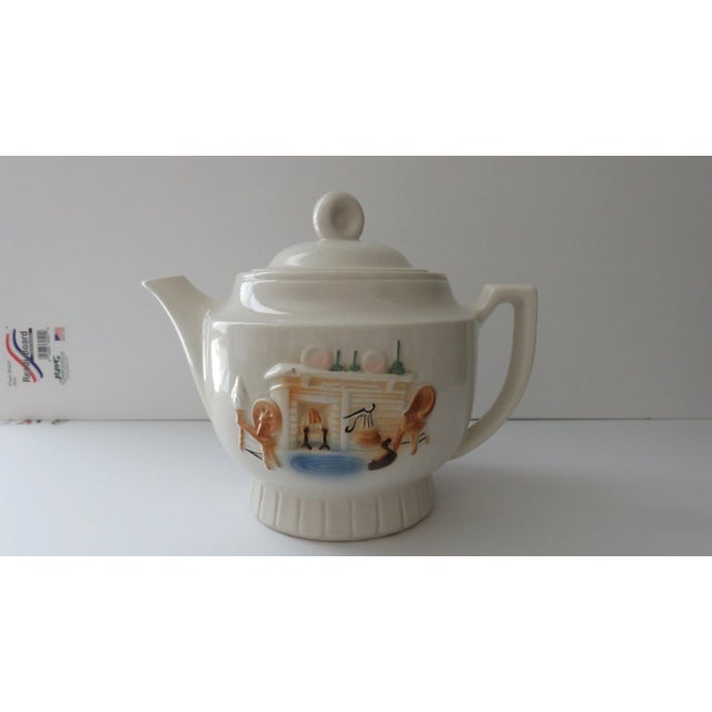 1930s Porcelier Tea Pot Vitreous Hand Decorated China Colonial Hearth Made in Usa For Sale - Image 13 of 13