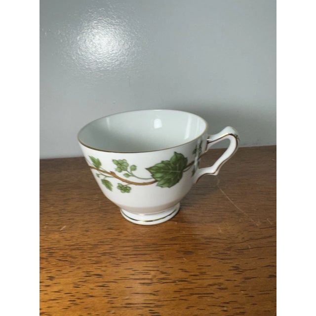 Vintage Crown Staffordshire Fine Bone China England Cup & Plates Green Ivy - Set pf 8 For Sale - Image 12 of 17