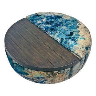 Timothy Oulton Shabby Storage Coffee Table Siren Velvet & Reclaimed Timber For Sale