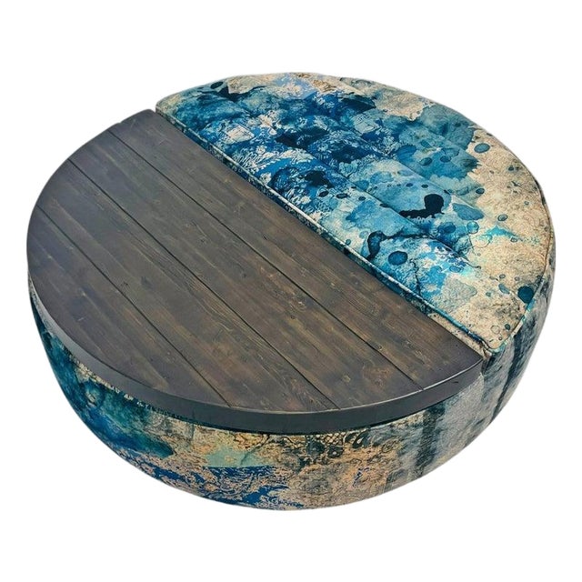 Timothy Oulton Shabby Storage Coffee Table Siren Velvet & Reclaimed Timber For Sale
