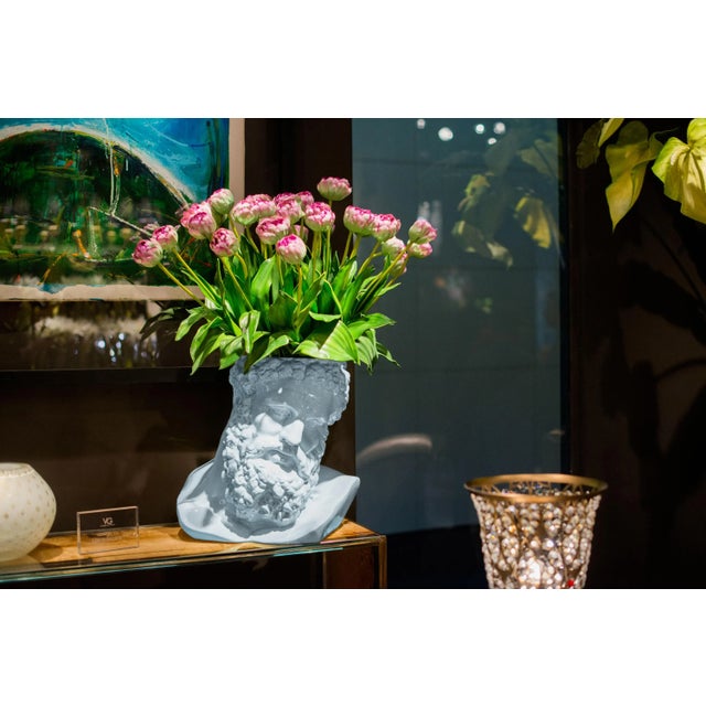 Contemporary Italian Purist Blue Ceramic Hercules Bust by Marco Segantin for VGnewtrend For Sale - Image 3 of 5