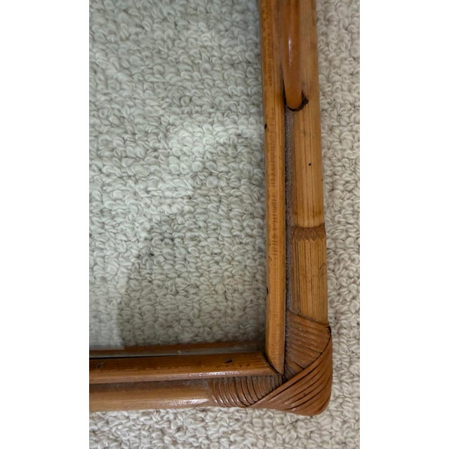 1970s Vintage Bamboo Tray With Glass Inset and Bamboo Handles Styled After Christian Dior For Sale - Image 5 of 5