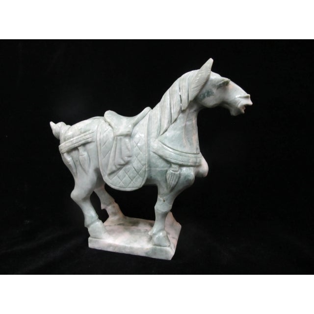 Stone Chinese Tang Style Horse Carved Green Soapstone Figurine Sculpture For Sale - Image 7 of 7