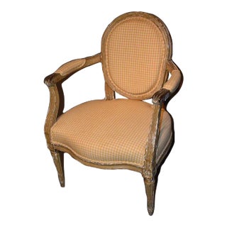 18th Century Louis XVI Gesso and Painted Armchair For Sale