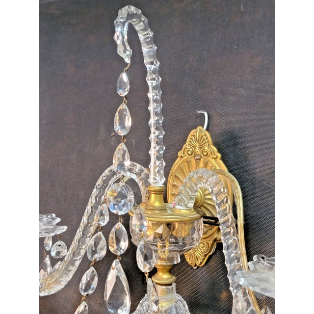 18thc British George III Museum Quality Cut Glass / Ormolu Wall Sconces - Set of 3 For Sale - Image 10 of 18