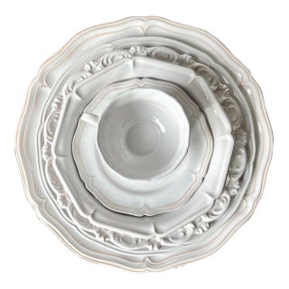 Gien Motton French Faience Dinnerware-8 Place Settings + Serving Pieces For Sale