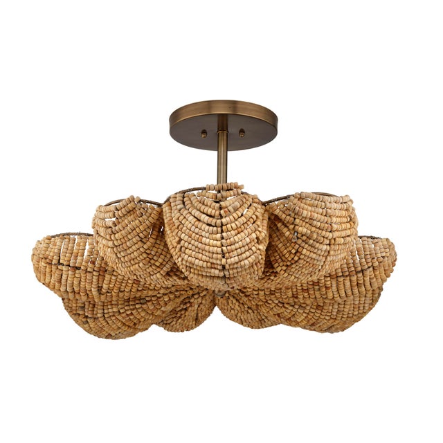 Tan Jamie Young Anguilla Semi-Flush Mount in Natural Wood Beads For Sale - Image 8 of 8