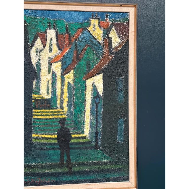 Erik Håfström, Promenad Mellan Hus, 1950s, Oil on Panel, Framed For Sale - Image 4 of 16
