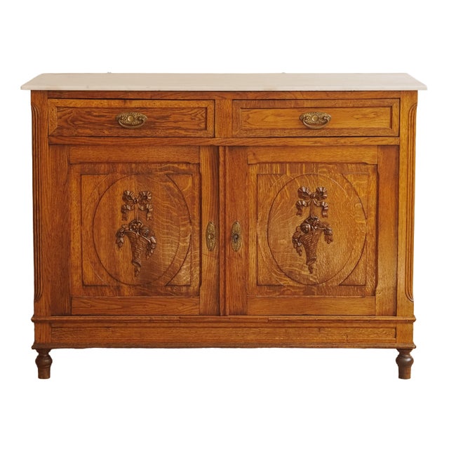 Louis XVI Commode in Oak and Marble Top, 1900 For Sale