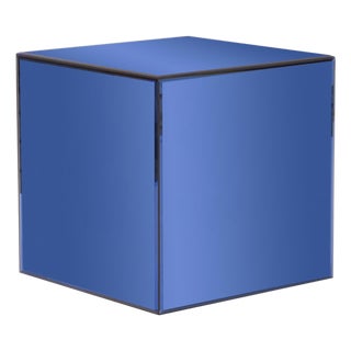 Blue Mirrored Cube Table For Sale