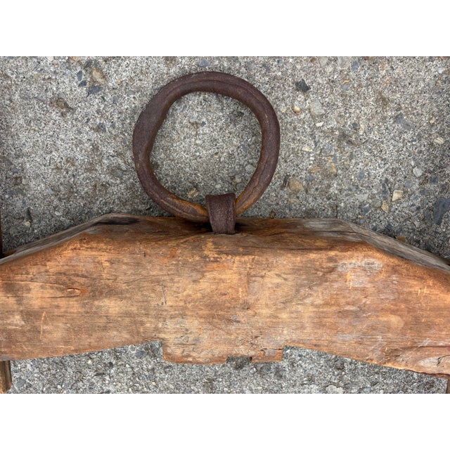 Antique Double Oxen Yoke Solid Iron Hardware For Sale - Image 9 of 10