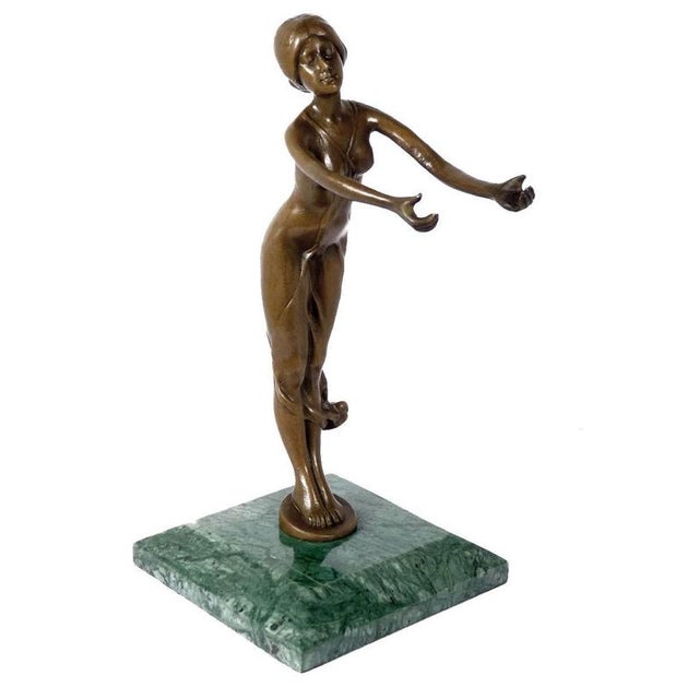 Art Nouveau Patinated Bronze Pocket Watch Holder For Sale - Image 4 of 9