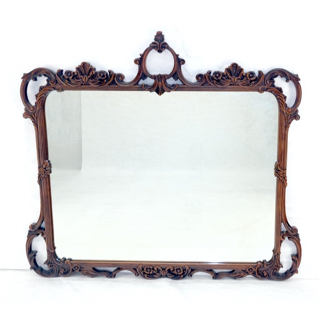 c1940s Pierced Carved Mahogany 56x50” Chippendale Style Wall Mirror MINT! For Sale - Image 10 of 11