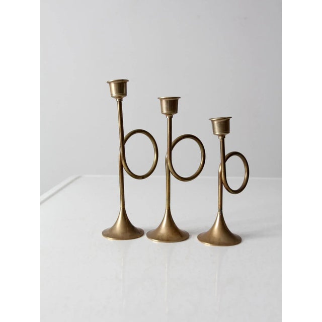 Mid 20th Century Vintage Candlestick Holders Set/3 For Sale - Image 5 of 9