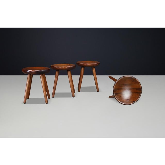 Mid-Century Modern French Beech Stool, 1960s For Sale - Image 9 of 12