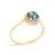 10K Yellow Gold Blue Aquamarine and 1/10 Cttw Diamond Halo Ring, Size 6.5 For Sale - Image 4 of 7