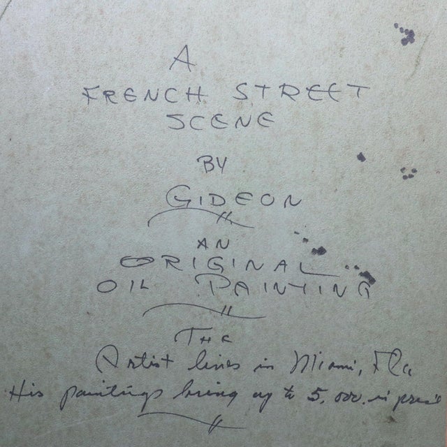 1970s Listed American Artist Elmo Gideon Fine Original Oil French Street Scene For Sale In Tampa - Image 6 of 10