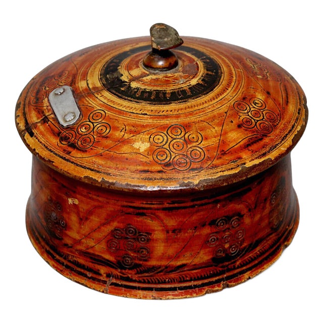 Handpainted Wooden Lacquerware Spice Box, 1950s For Sale