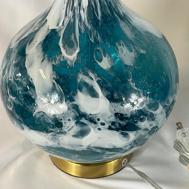 Vintage Murano Hand Blown Glass Turquoise Table Lamps a Pair. Chairish