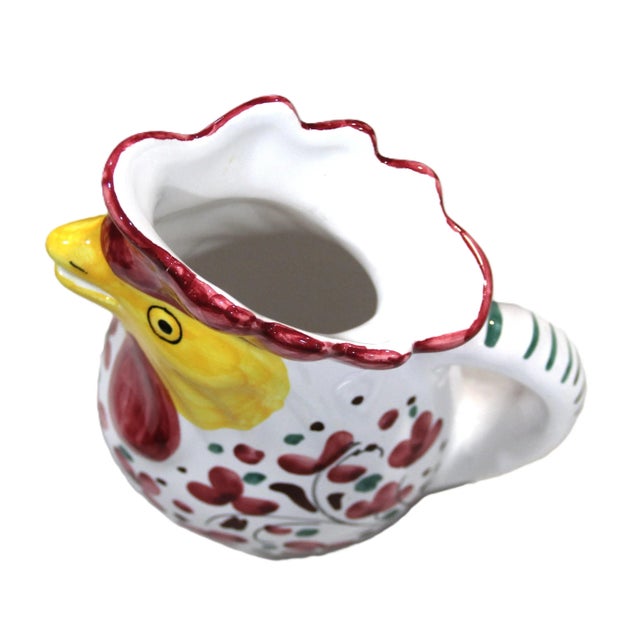Deruta Late 20th Century Deruta Hand Painted Italian Pottery Rooster Pitcher For Sale - Image 4 of 5