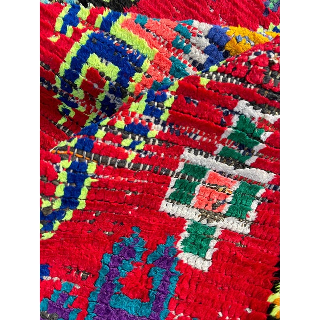 Red Moroccan Berber Traditional Boucherouite Rug For Sale - Image 6 of 7