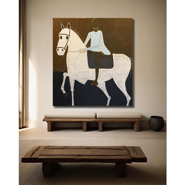 Contemporary Contemporary Large Contemporary Horse Painting. Man on Horseback 200 X 180 Cm For Sale - Image 3 of 12