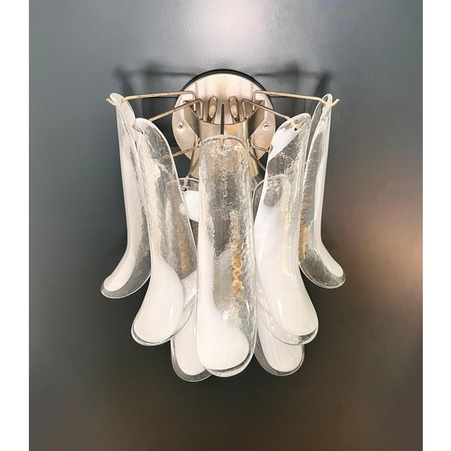Glass Vintage Italian Murano Wall Lights in the style of Mazzega, 1990s, Set of 2 For Sale - Image 7 of 17