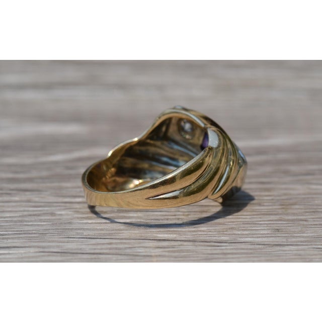 The Emerie: Gentlemen's Yellow Cocktail Ring set with Amethyst and Diamonds For Sale - Image 4 of 9