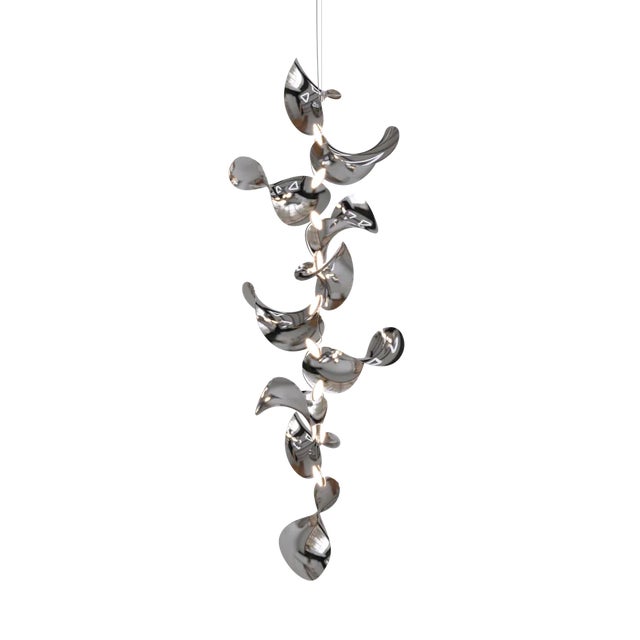 Silver Dune 10 Vertical Cluster Light with Silver Polished Shades by Daniel Becker For Sale - Image 8 of 8