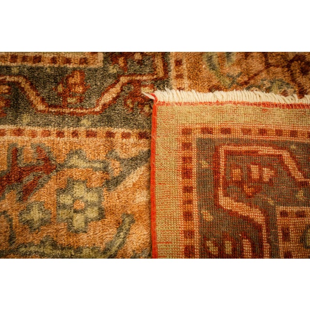 Celadon 1890s Green Grand Scale Botanical Motifs Knotted Wool Antique Oushak Turkish Rug For Sale - Image 8 of 9