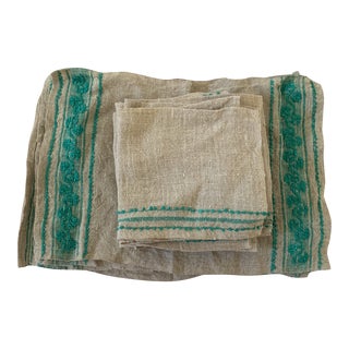 Vintage 1950s Boho Chic Napkins and Placemats - 16 Piece Set For Sale