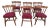 Swiss-American Tell City Pub Chairs in Solid Hard Rock Maple Dining Chairs. Set of Six With Red /Maroon Cushions. For Sale