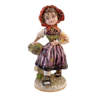 Large Vintage Italian Capodimonte Hand-Made Porcelain Figurine For Sale