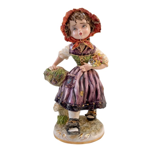 Large Vintage Italian Capodimonte Hand-Made Porcelain Figurine For Sale