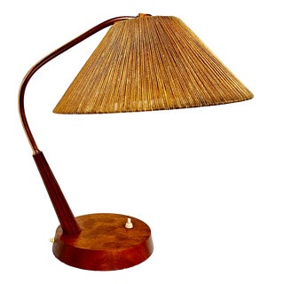 Mid-Century Modern Model 33 Table Lamp in Teak and Copper from Temde Leuchten, Germany, 1960s For Sale