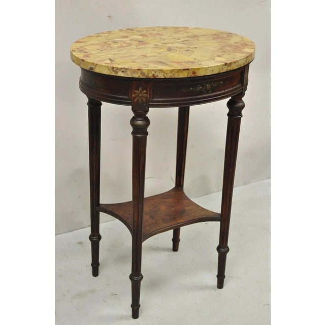 Antique French Louis XVI Style Victorian Oval Marble Top Accent End Side Table For Sale - Image 12 of 12
