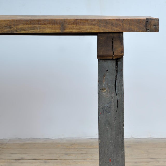 Industrial Oak Work Table, 1950 For Sale - Image 9 of 10