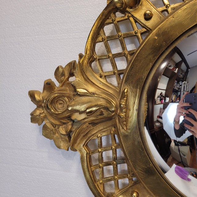 Witch Mirror Convex Mirror in Gilt Bronze Frame, 1950s For Sale - Image 18 of 18