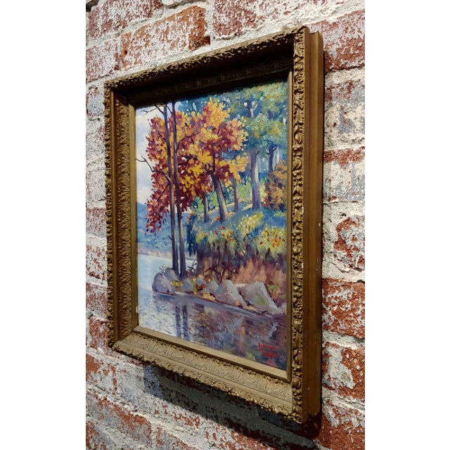 Textile Simon Michael -Bent of the Brazos,Texas State Park C.1942 -Oil Painting For Sale - Image 7 of 9