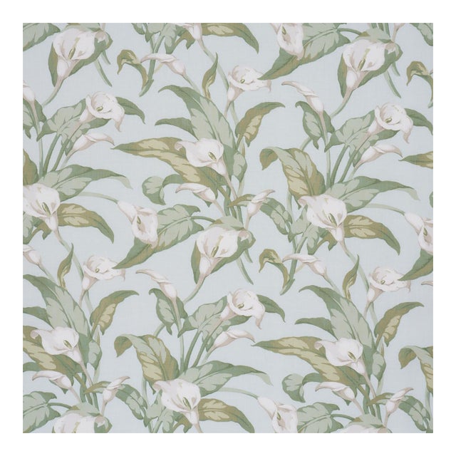 Sample - Schumacher Arum Lilies Fabric in Aqua For Sale