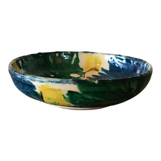 Vintage Mexican Pottery Decorative Bowl For Sale