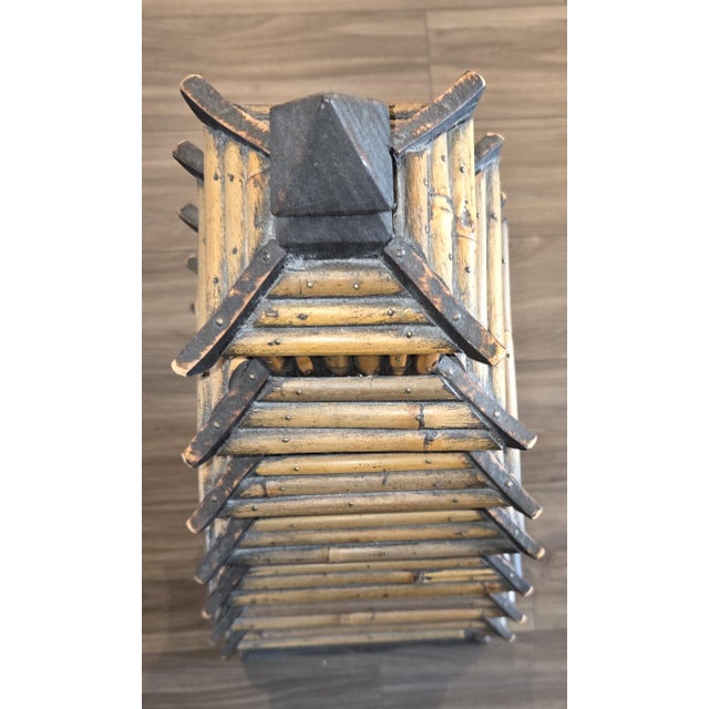 Chinoiserie Vintage Chinoiserie Split Reed Bamboo Pagoda Tower For Sale - Image 3 of 5