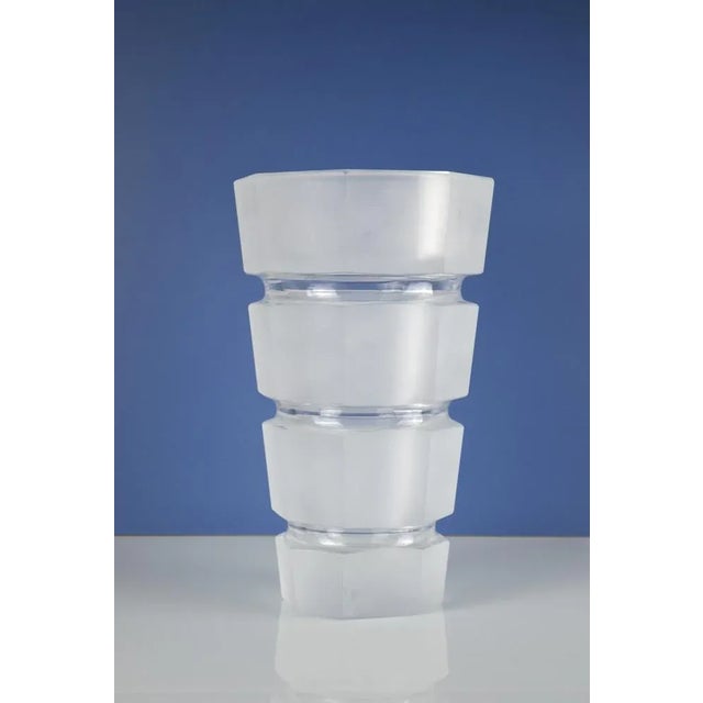 Large Modernist Crystal Vase For Sale - Image 4 of 10
