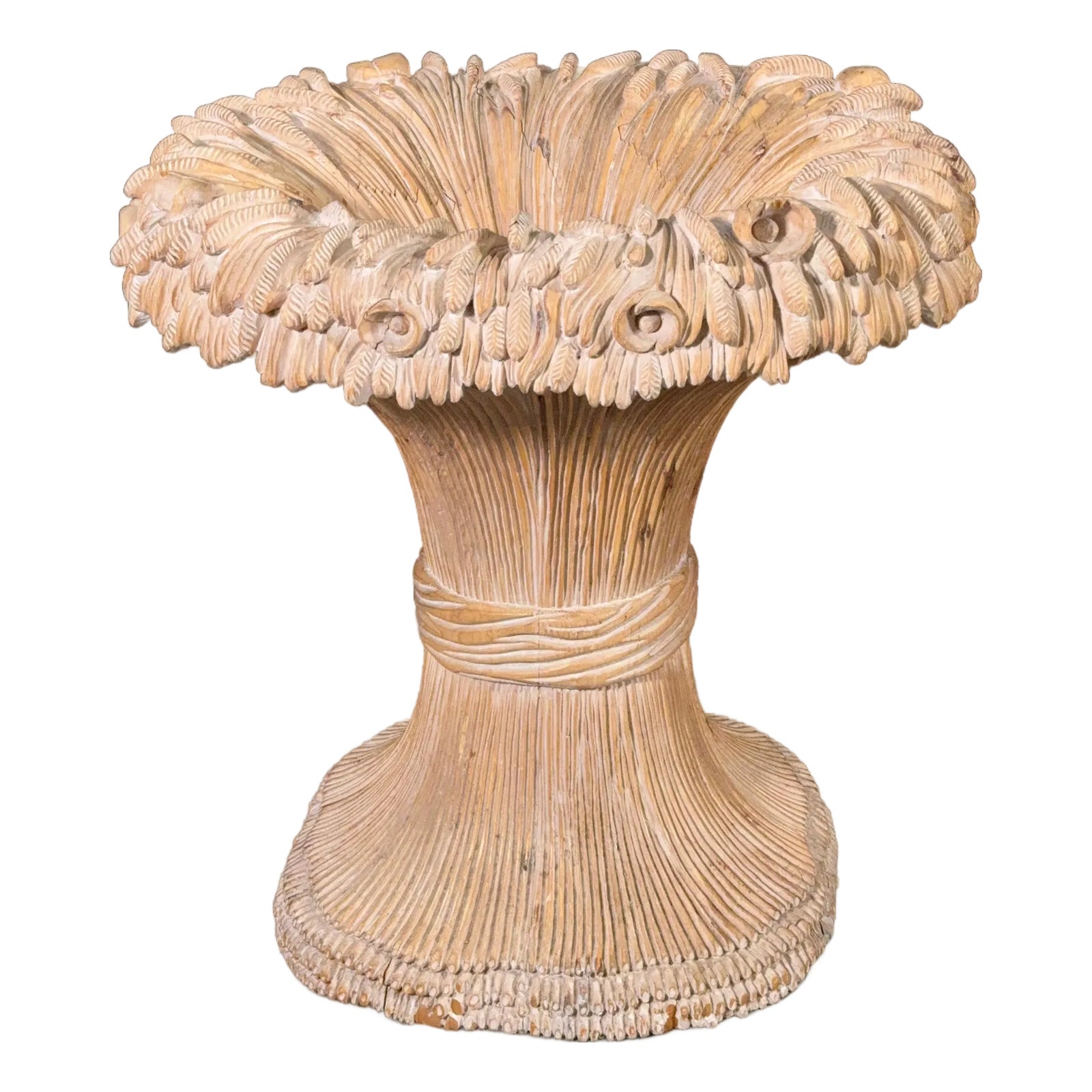 Carved Wood Wheat Sheaf Dining Table Base by Chelini of Florence Italy, 1970s