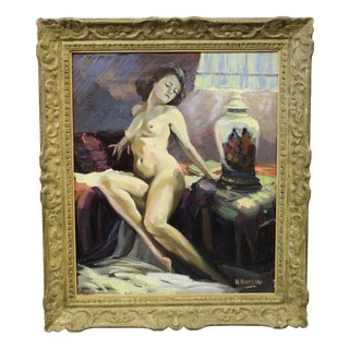 Henri Vauclin, Nude with Chinese Vase, 1940, Oil on Canvas For Sale